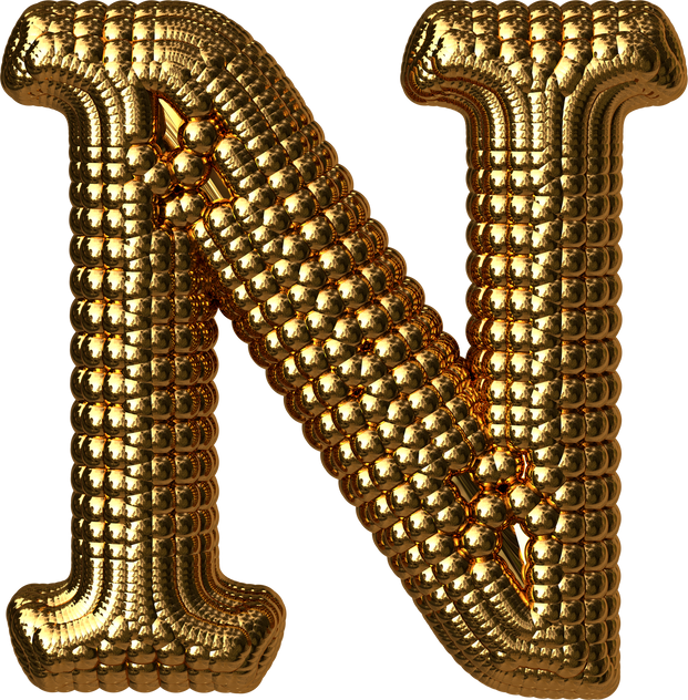 Metallic Gold Letter N